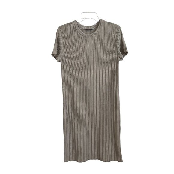 MM Lafleur Beige Short Sleeve Pullover Dress Textured Knitted 100 Cotton Size M - Picture 5 of 11
